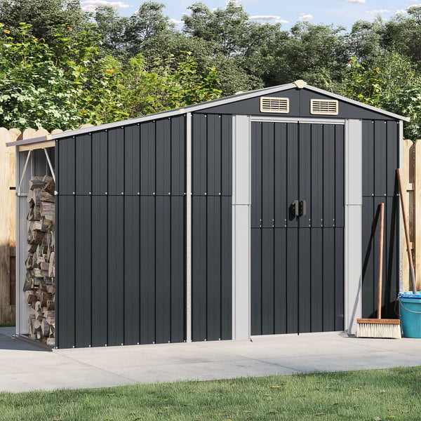 Sheds Summerhouses Carports Garden Shed Anthracite 277X93x179 Cm Galvanised Steel