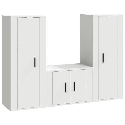 TV Stands & Entertainment Units 3 Piece Tv Cabinet Set White Engineered Wood