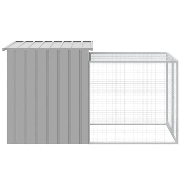 Chicken Cage With Run Light Grey 110X201x110 Cm Galvanised Steel