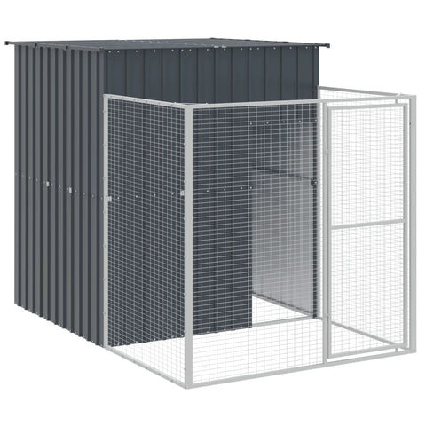 Dog Kennels Dog House With Run Anthracite 165X251x181 Cm Galvanised Steel