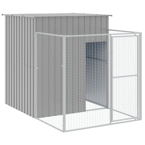 Dog Kennels Dog House With Run Light Grey 165X251x181 Cm Galvanised Steel