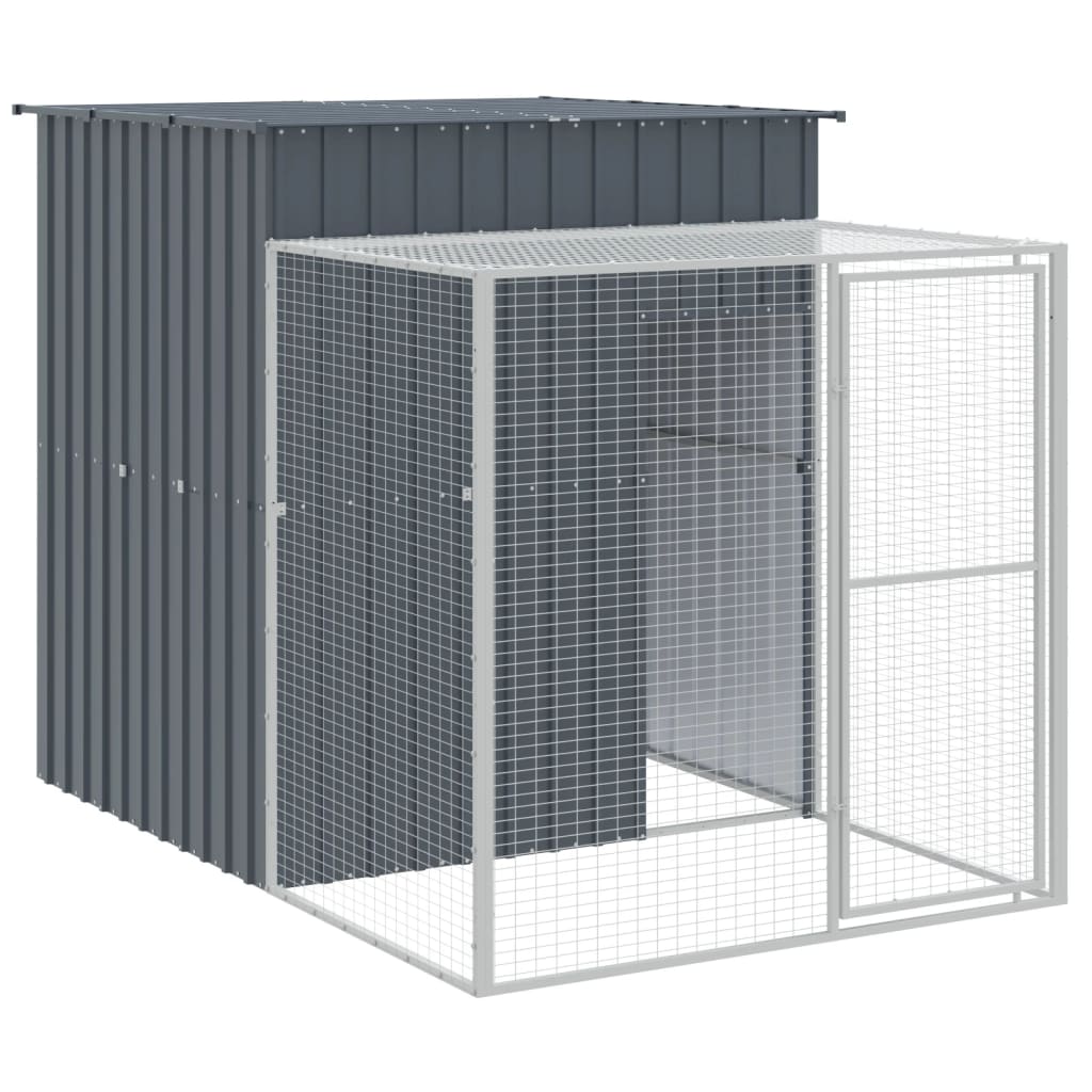 Poultry Cages Chicken Cage With Run Anthracite 165X251x181 Cm Galvanised Steel