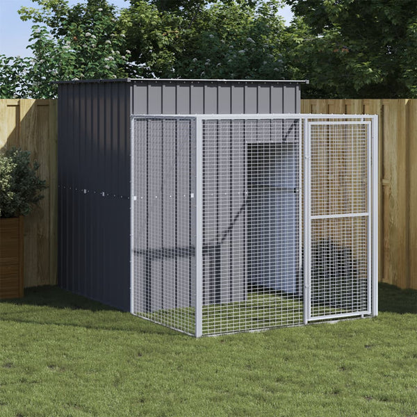 Poultry Cages Chicken Cage With Run Anthracite 165X251x181 Cm Galvanised Steel