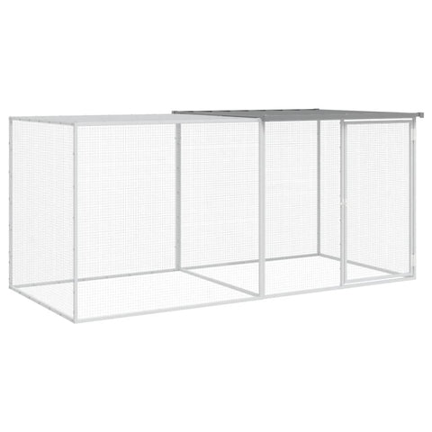 Small Animal Cages & Hutches Chicken Cage With Roof Light Grey 203X98x90 Cm Galvanised Steel