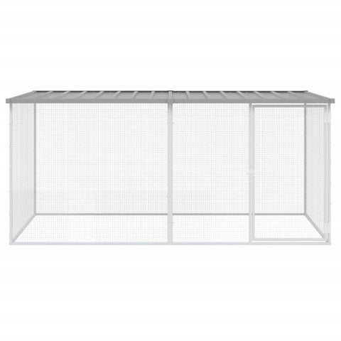 Small Animal Cages & Hutches Chicken Cage With Roof Light Grey 203X98x90 Cm Galvanised Steel