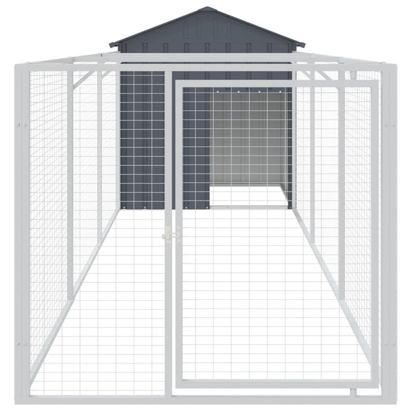 Dog Kennels Dog House With Roof Anthracite 117X405x123 Cm Galvanised Steel