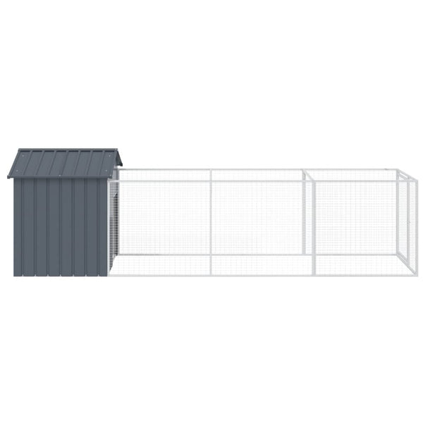 Dog Kennels Dog House With Roof Anthracite 117X405x123 Cm Galvanised Steel