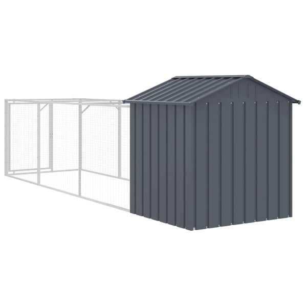 Dog Kennels Dog House With Roof Anthracite 117X405x123 Cm Galvanised Steel