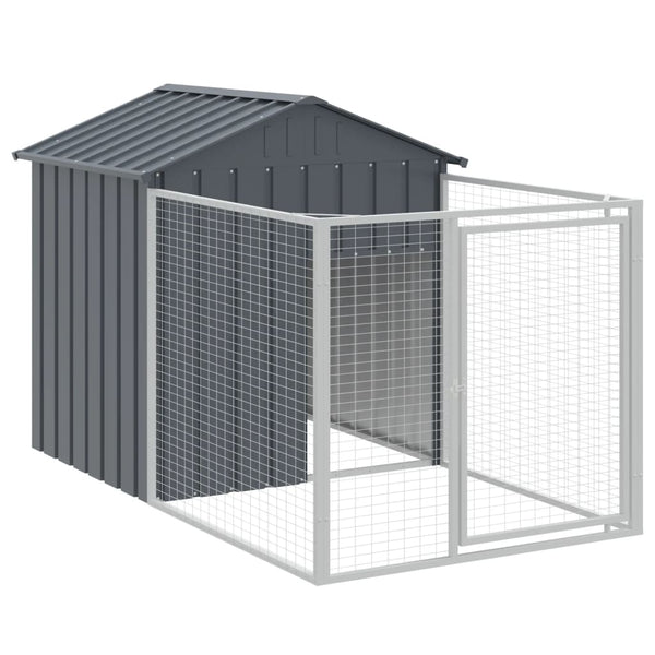 Dog Kennels Dog House With Roof Anthracite 117X405x123 Cm Galvanised Steel