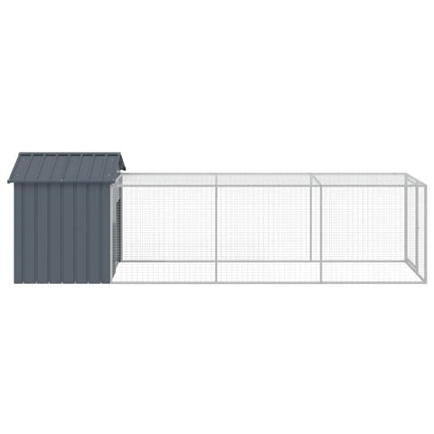 Small Animal Cages & Hutches Chicken Cage With Run Anthracite 117X405x123 Cm Galvanised Steel