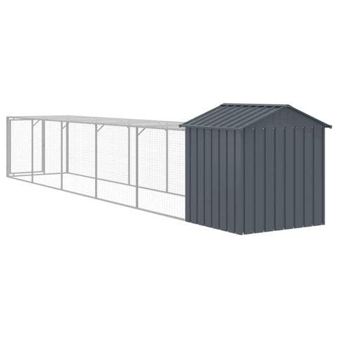 Small Animal Cages & Hutches Chicken Cage With Run Anthracite 117X609x123 Cm Galvanised Steel