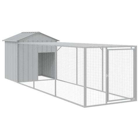 Small Animal Cages & Hutches Chicken Cage With Run Light Grey 117X405x123 Cm Galvanised Steel