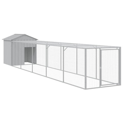 Small Animal Cages & Hutches Chicken Cage With Run Light Grey 117X609x123 Cm Galvanised Steel