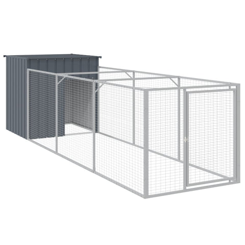 Dog Cages Dog House With Run Anthracite 110X405x110 Cm Galvanised Steel