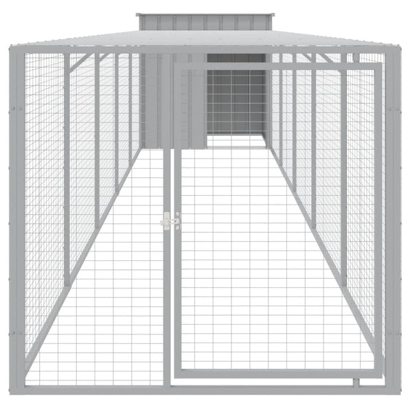 Small Animal Cages & Hutches Chicken Cage With Run Light Grey 110X609x110 Cm Galvanised Steel