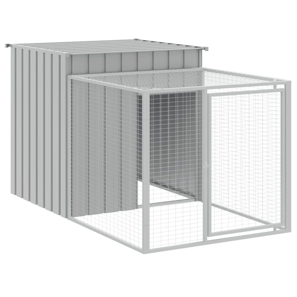 Small Animal Cages & Hutches Chicken Cage With Run Light Grey 110X609x110 Cm Galvanised Steel