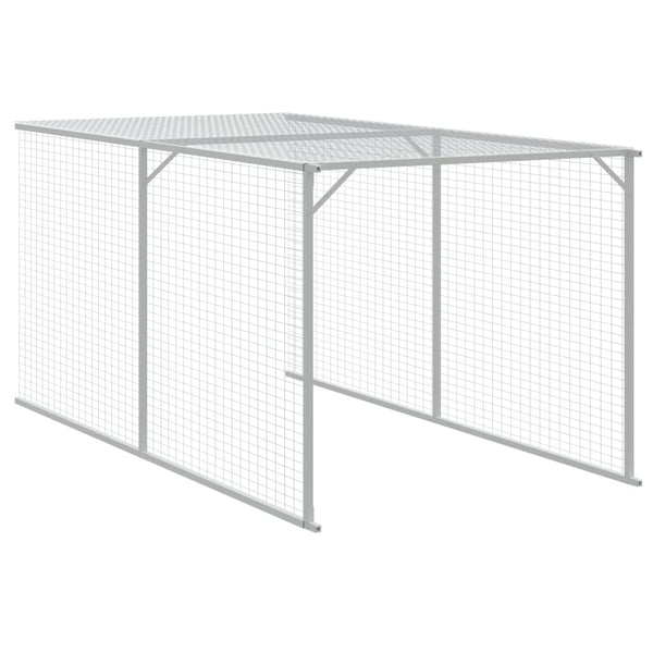 Small Animal Cages & Hutches Chicken Cage With Run Light Grey 110X609x110 Cm Galvanised Steel