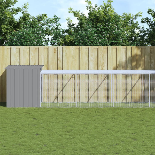 Small Animal Cages & Hutches Chicken Cage With Run Light Grey 110X609x110 Cm Galvanised Steel