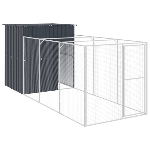 Dog Cages Dog House With Run Anthracite 165X455x181 Cm Galvanised Steel