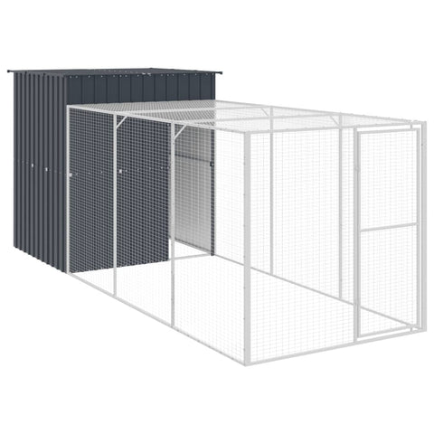 Small Animal Cages & Hutches Chicken Cage With Run Anthracite 165X455x181 Cm Galvanised Steel