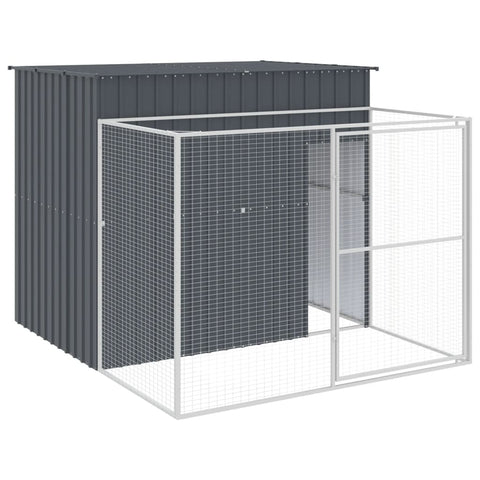 Dog Cages Dog House With Run Anthracite 214X253x181 Cm Galvanised Steel