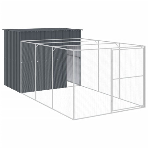 Dog Cages Dog House With Run Anthracite 214X457x181 Cm Galvanised Steel