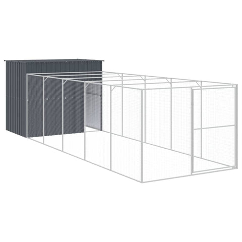 Dog Cages Dog House With Run Anthracite 214X661x181 Cm Galvanised Steel