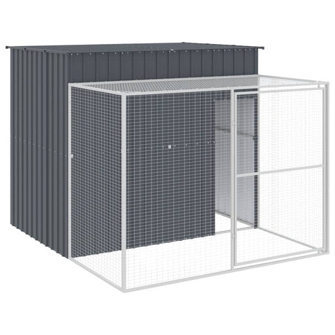 Dog Kennels Dog House With Run Anthracite 214X253x181 Cm Galvanised Steel