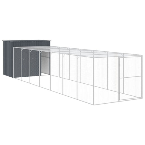 Dog Cages Dog House With Run Anthracite 214X865x181 Cm Galvanised Steel