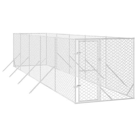 Dog Kennels Outdoor Dog Kennel Silver 2X10x2 M Galvanised Steel