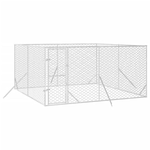 Dog Kennels Outdoor Dog Kennel Silver 4X4x2 M Galvanised Steel