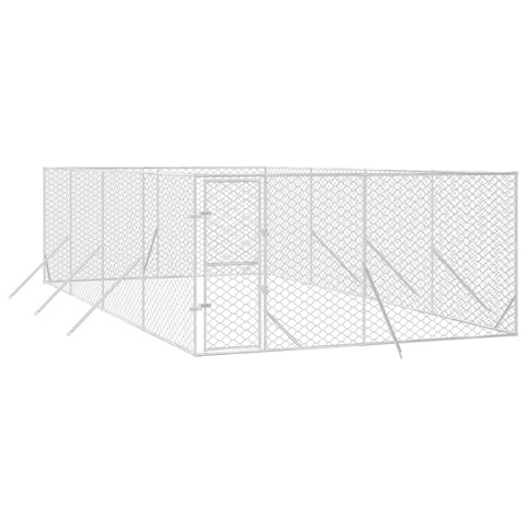 Dog Kennels Outdoor Dog Kennel Silver 4X8x2 M Galvanised Steel