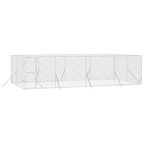 Dog Kennels Outdoor Dog Kennel Silver 8X4x2 M Galvanised Steel