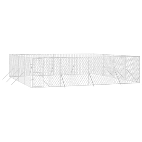 Dog Kennels Outdoor Dog Kennel Silver 8X8x2 M Galvanised Steel