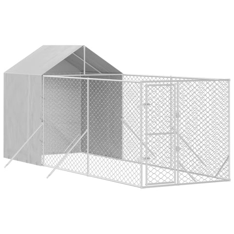 Dog Kennels Outdoor Dog Kennel With Roof Silver 2X6x2.5 M Galvanised Steel