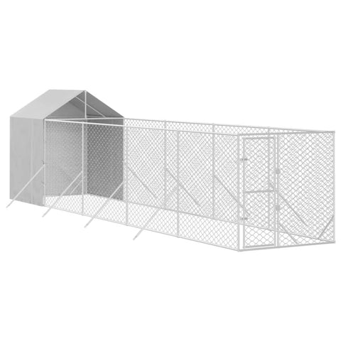 Dog Kennels Outdoor Dog Kennel With Roof Silver 2X10x2.5 M Galvanised Steel