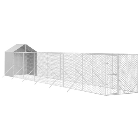 Dog Kennels Outdoor Dog Kennel With Roof Silver 2X14x2.5 M Galvanised Steel