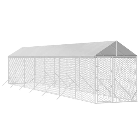 Dog Kennels Outdoor Dog Kennel With Roof Silver 2X14x2.5 M Galvanised Steel