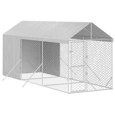 Dog Kennels Outdoor Dog Kennel With Roof Silver 2X6x2.5 M Galvanised Steel