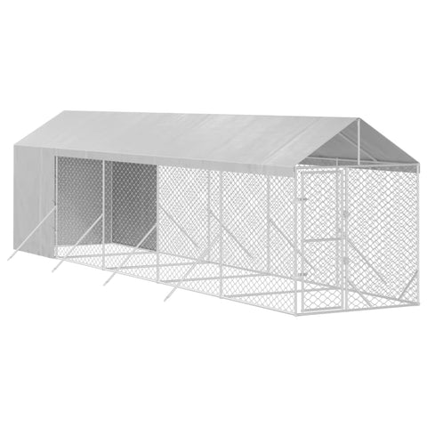 Dog Kennels Outdoor Dog Kennel With Roof Silver 2X10x2.5 M Galvanised Steel