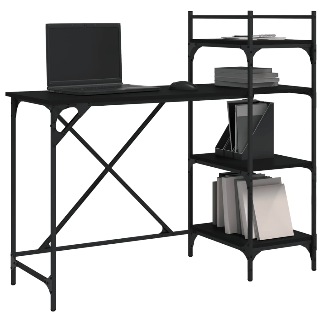 Home Office Desks Computer Desk With Shelves Black 120X47x109 Cm