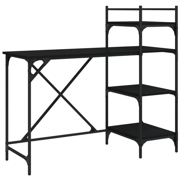 Home Office Desks Computer Desk With Shelves Black 120X47x109 Cm