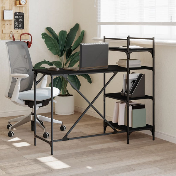 Home Office Desks Computer Desk With Shelves Black 120X47x109 Cm