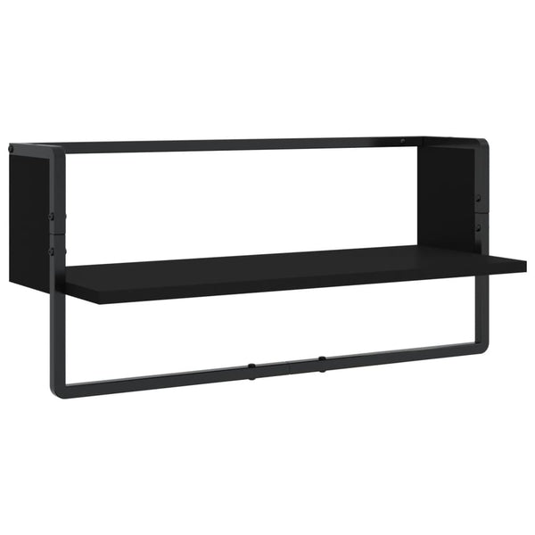 Wall Shelves 4 Piece Wall Shelf Set With Bars Black Engineered Wood