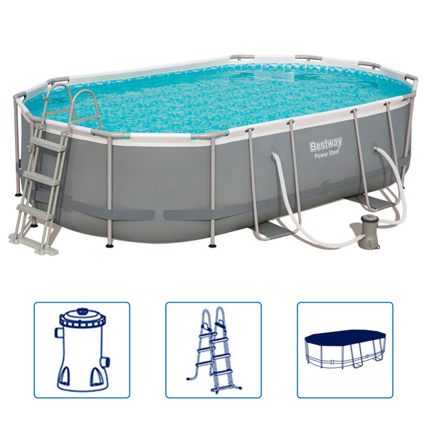 Above Ground Pools Bestway Power Steel Swimming Pool Set Oval 488X305x107 Cm