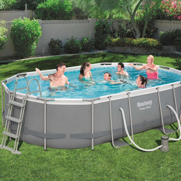 Above Ground Pools Bestway Power Steel Swimming Pool Set Oval 488X305x107 Cm