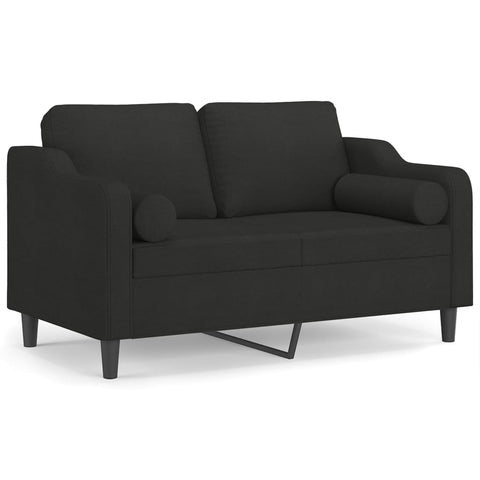 Sofas, Armchairs & Couches 2 Seater Sofa With Throw Pillows Black 120 Cm Fabric