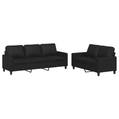 Sofas, Armchairs & Couches 2 Piece Sofa Set With Cushions Black Faux Leather