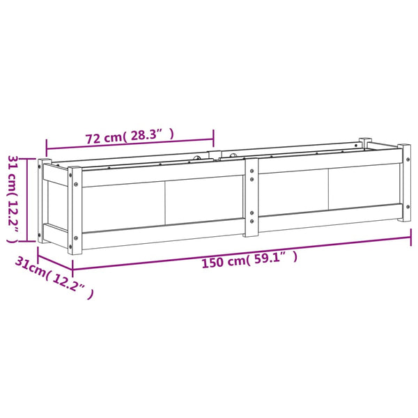 Baskets, Pots, Window Boxes Garden Planter 150X31x31 Cm Impregnated Wood Pine