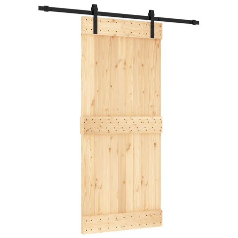 Sliding Door Hardware Sliding Door With Hardware Set 90X210 Cm Solid Wood Pine